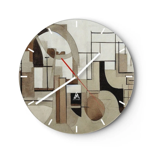 Reloj de pared - Reloj de vidrio - Una disposición abstracta de formas que recuerda a la arquitectura. - 30x30cm - Paisaje urbano 2.0 - Decoración de pared moderna para salón, cocina y dormitorio ARTTOR