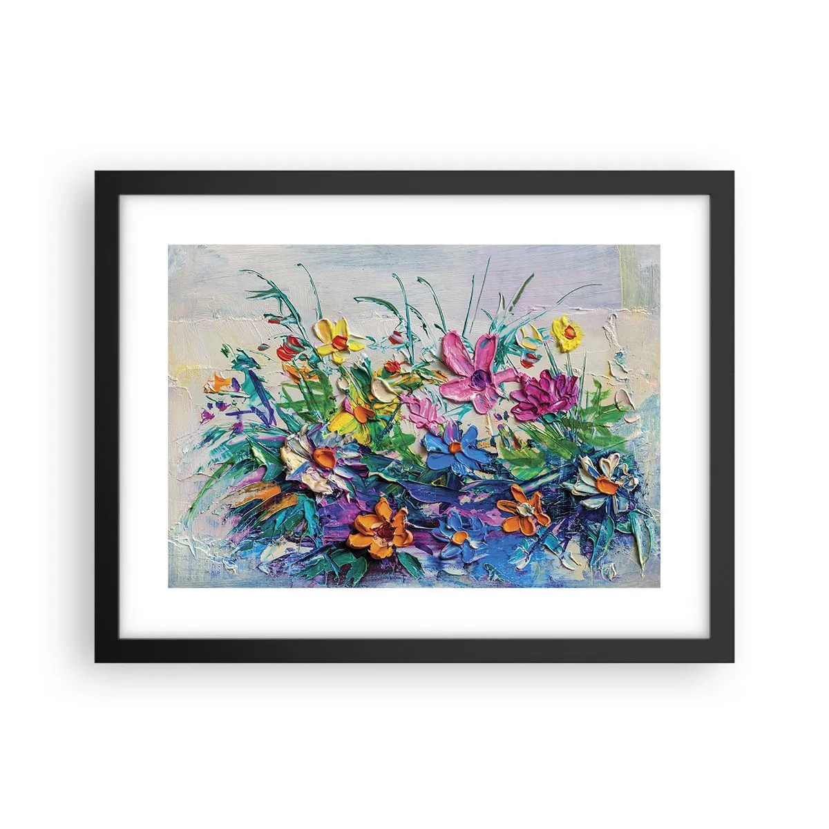 Póster en marco negro - La energía de las flores - 40x30 cm