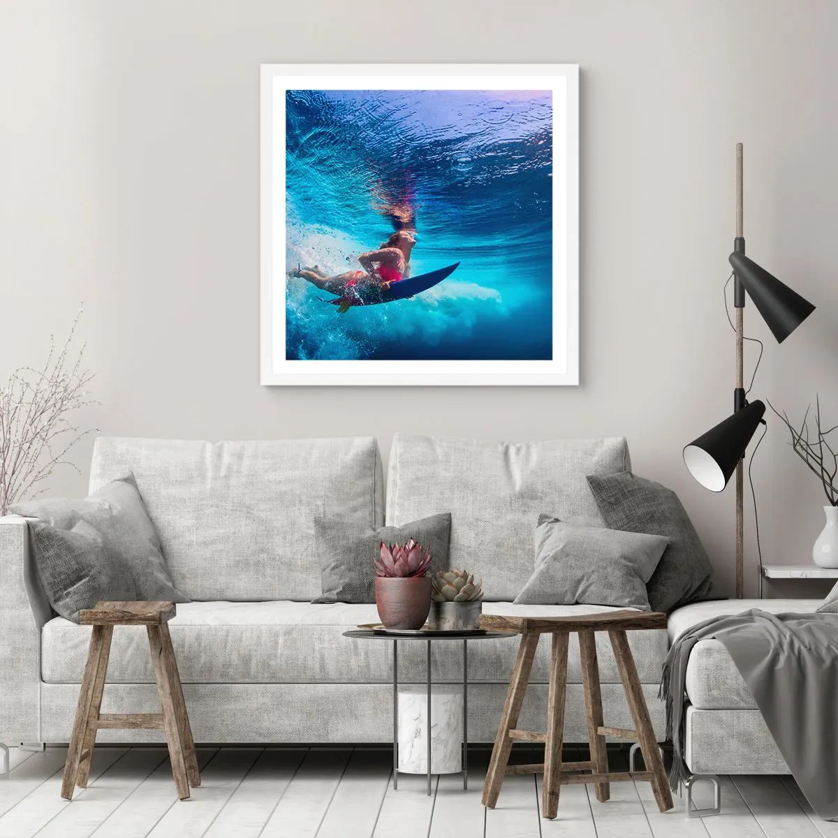 Póster en marco blanco - La profundidad de la alegría - 60x60 cm