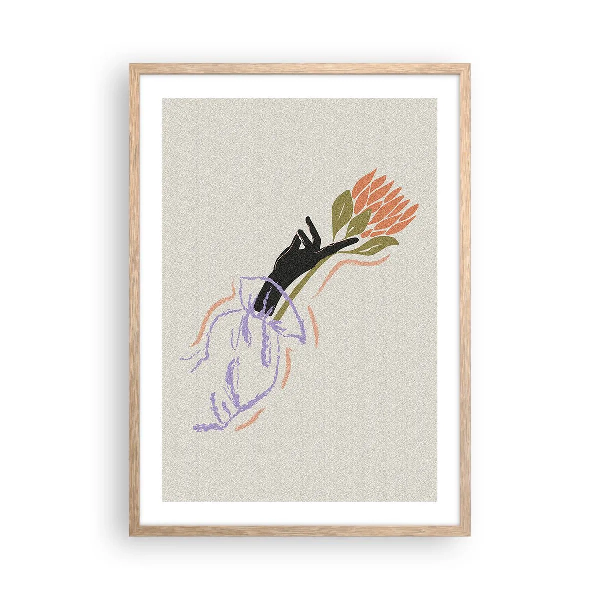 Póster en marco roble claro - Un toque fraternal - 50x70 cm