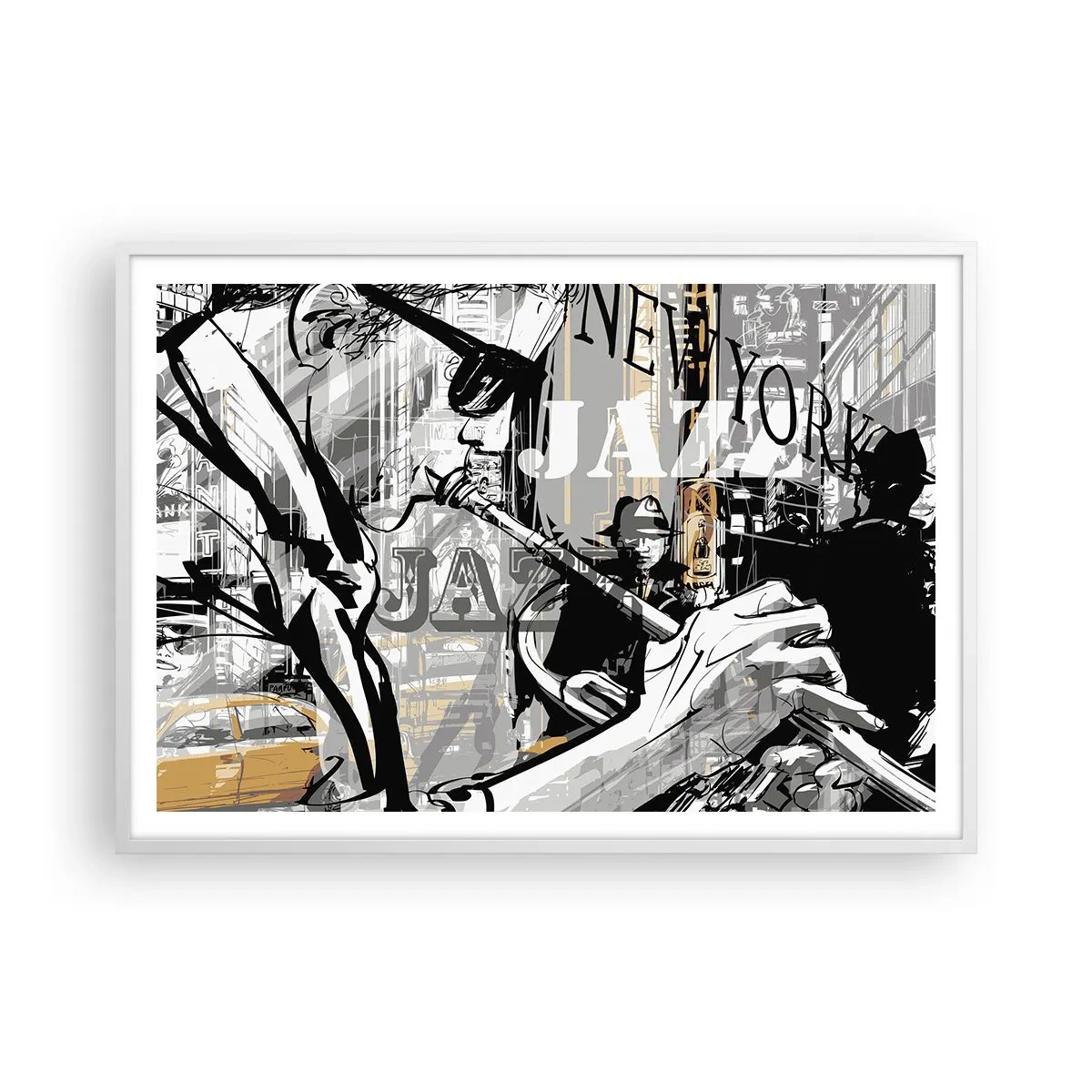 Póster en marco blanco - Al ritmo de Nueva York - 100x70 cm