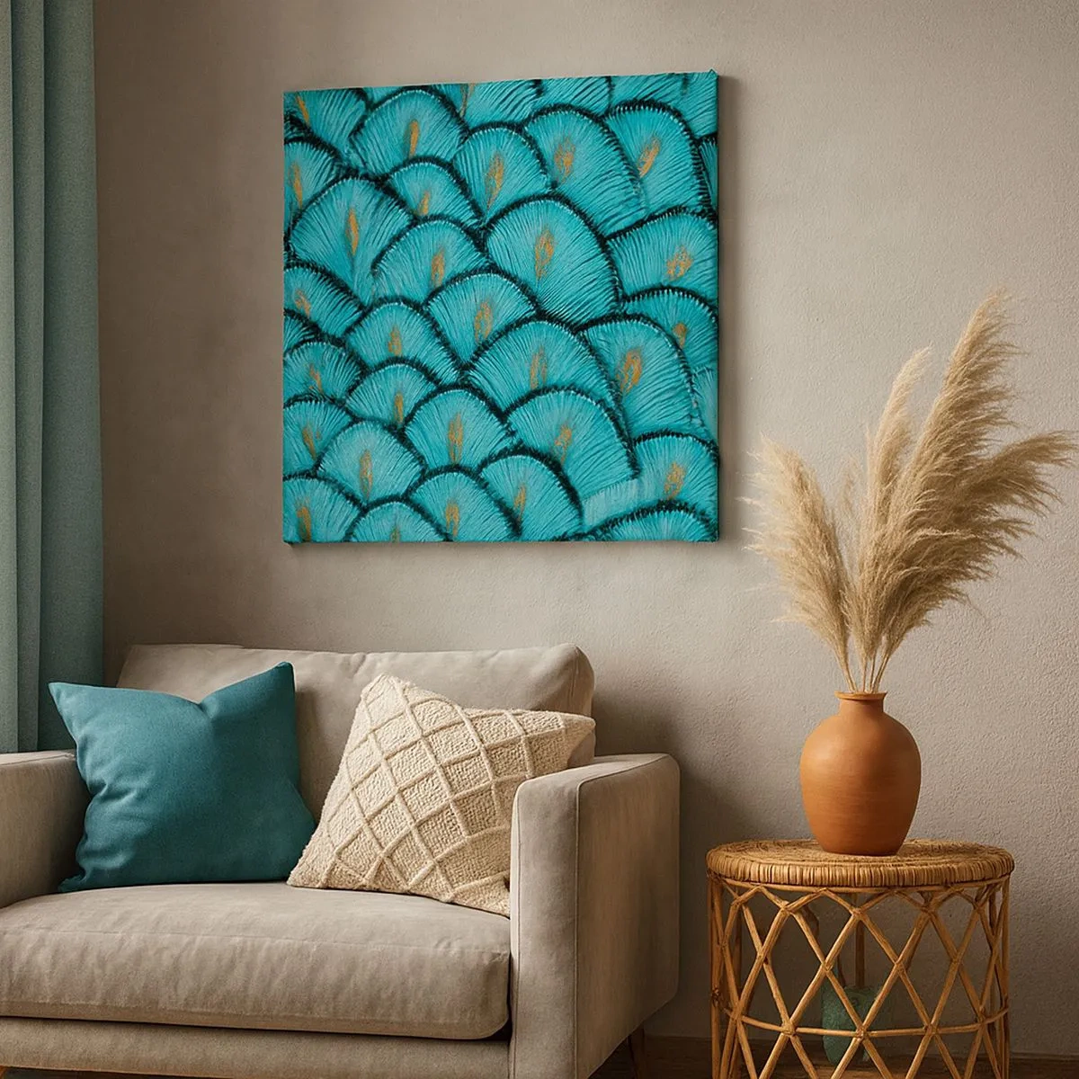 Cuadro sobre lienzo - Impresión de Imagen - La gran gala de las plumas - 30x30 cm