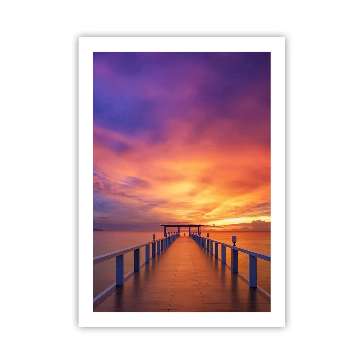 Póster - El embarcadero con una espectacular puesta de sol como telón de fondo - 50x70cm - Sin fin - Decoración de pared moderna para salón y dormitorio ARTTOR