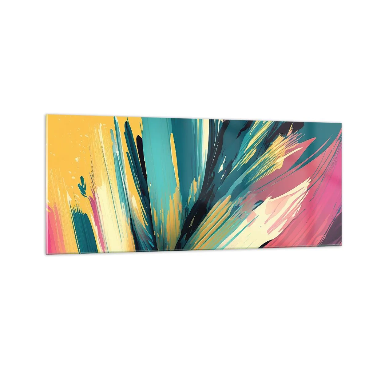 Cuadro sobre vidrio - Impresiones sobre Vidrio - Composición - una explosión de alegría - 100x40 cm