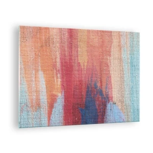 Cuadro sobre vidrio - Impresiones sobre Vidrio - Vetas de pintura de colores sobre la estructura del lienzo. - 70x50cm - Trazos de arco iris - Decoración de pared moderna para salón y dormitorio ARTTOR