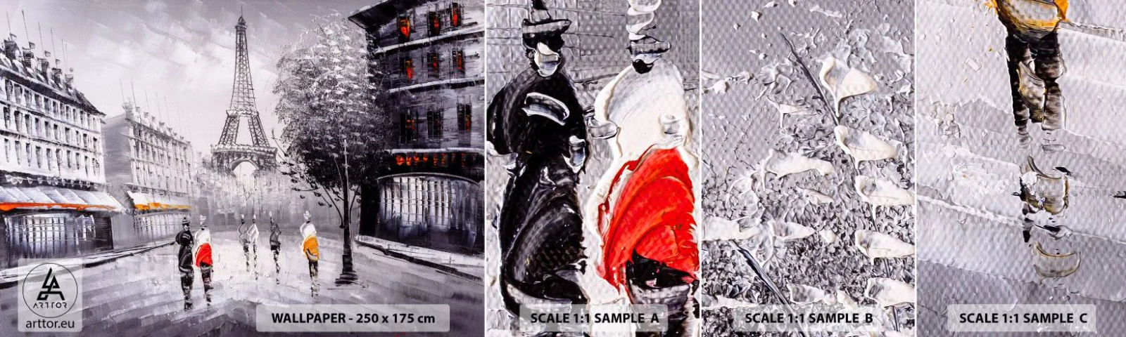 Muestra De Fotomural Standard Eco - Un paseo parisino - Ciudad, París, Torre Eiffel - 100x30 cm