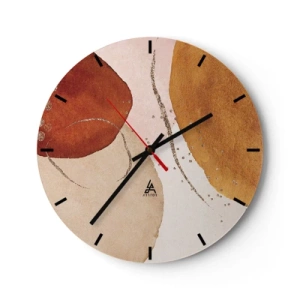 Reloj de pared - Reloj de vidrio - Composición abstracta con manchas de colores terrosos - 30x30cm - Movimiento abstracto - Decoración de pared moderna para salón, cocina y dormitorio ARTTOR