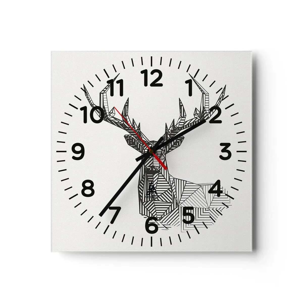 Reloj de pared - Reloj de vidrio - Ciervo en estilo cubista - 40x40 cm