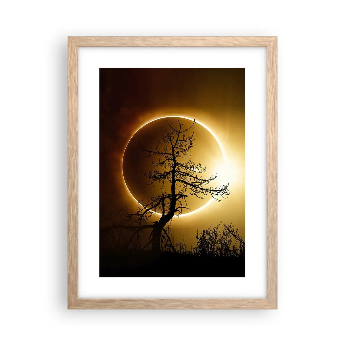 Póster en marco roble claro - Eclipse total - 30x40 cm