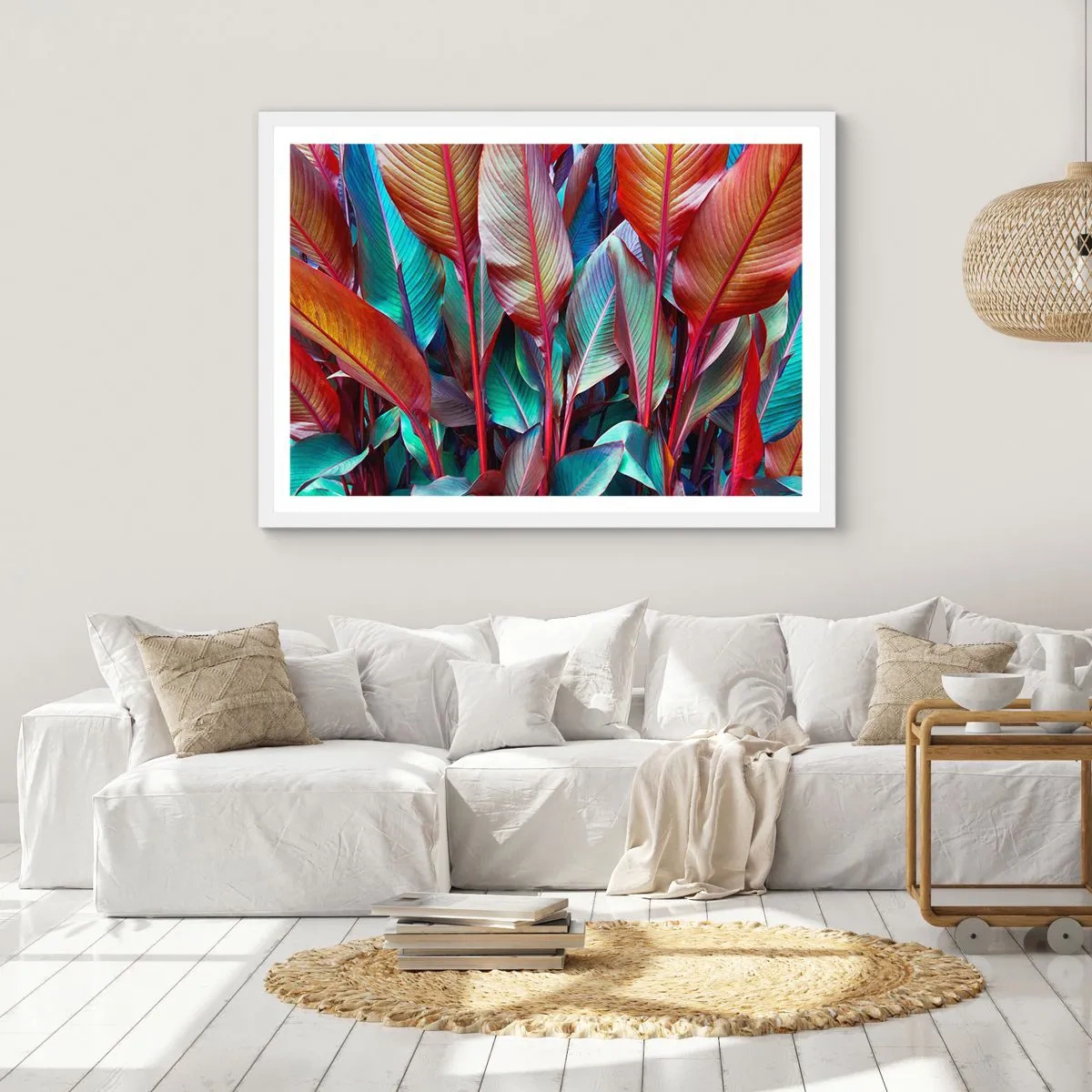 Póster en marco blanco - Un matorral de colores - 40x30 cm