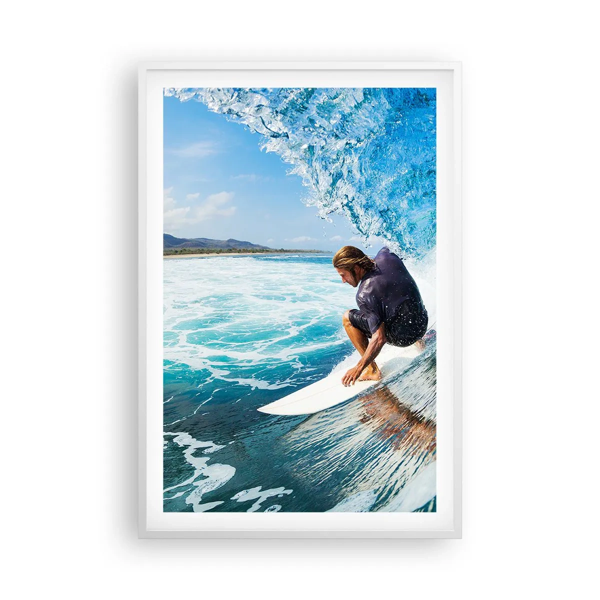 Póster en marco blanco - Bailando con las olas - 61x91 cm
