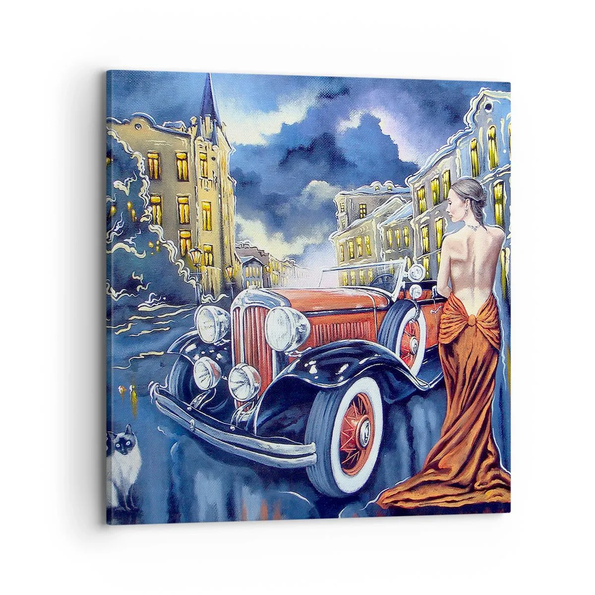 Cuadro sobre lienzo - Impresión de Imagen - Noche de romanticismo - 70x70 cm