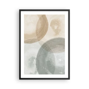 Póster en marco negro - Formas geométricas en tonos tierra pastel - 50x70cm - Mundos que se entrecruzan - Decoración de pared moderna para salón y dormitorio ARTTOR