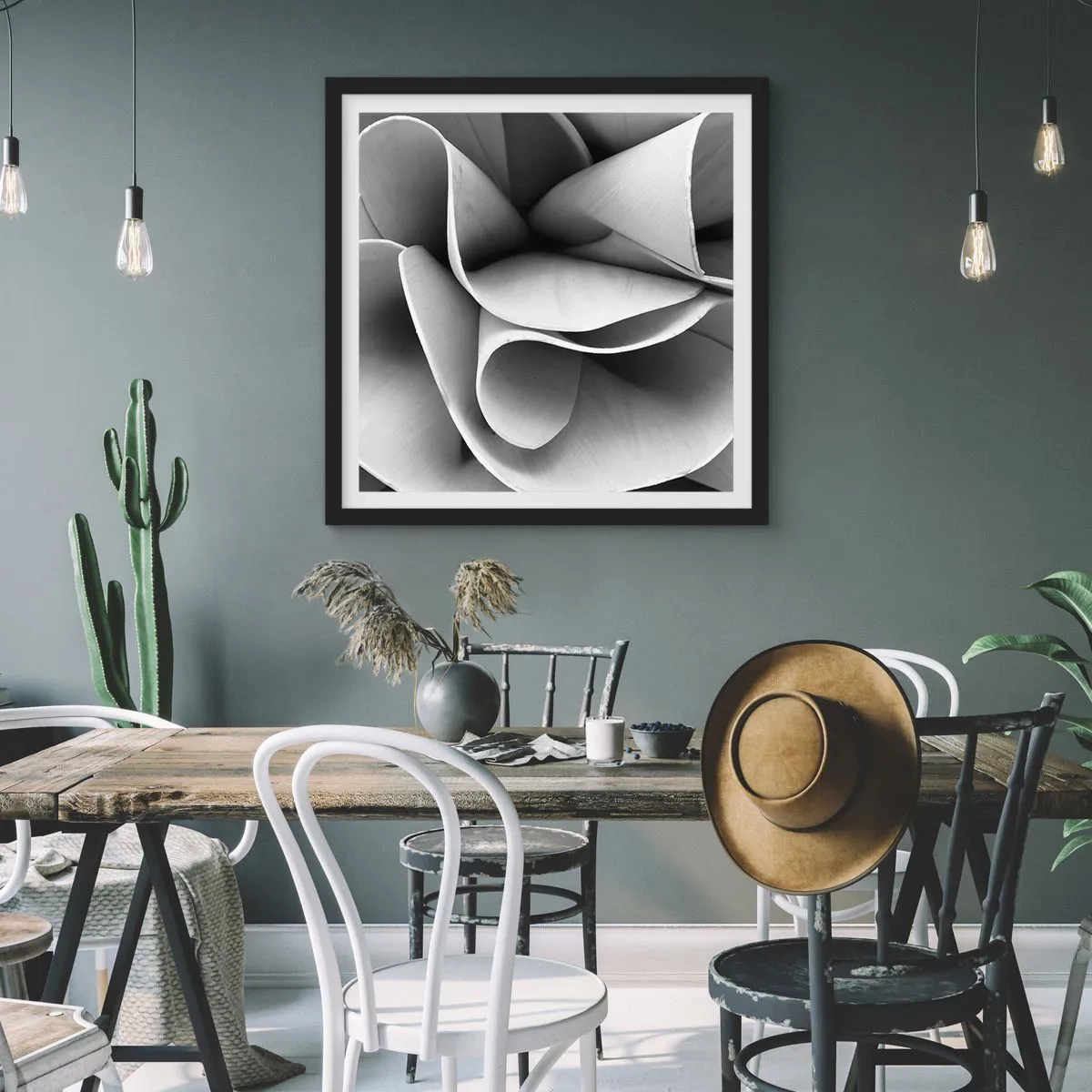 Póster en marco negro - Sucede en el espacio - 40x40 cm