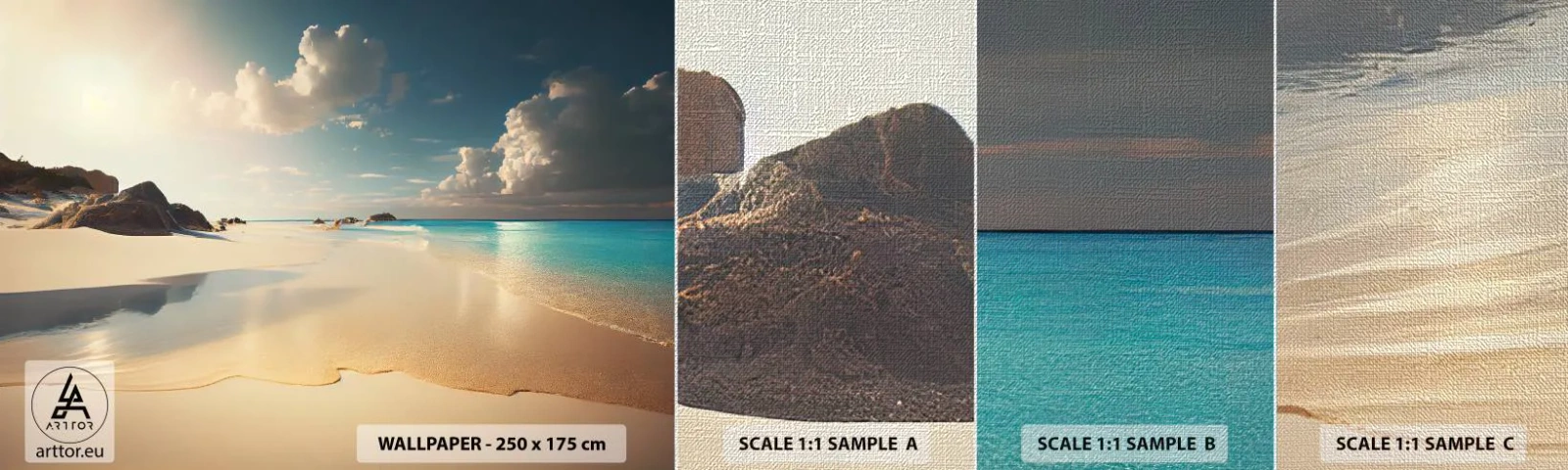 Muestra de fotomural Premium Canvas - Un día de ensueño - playa salvaje, Océano, Borde - 100x30 cm