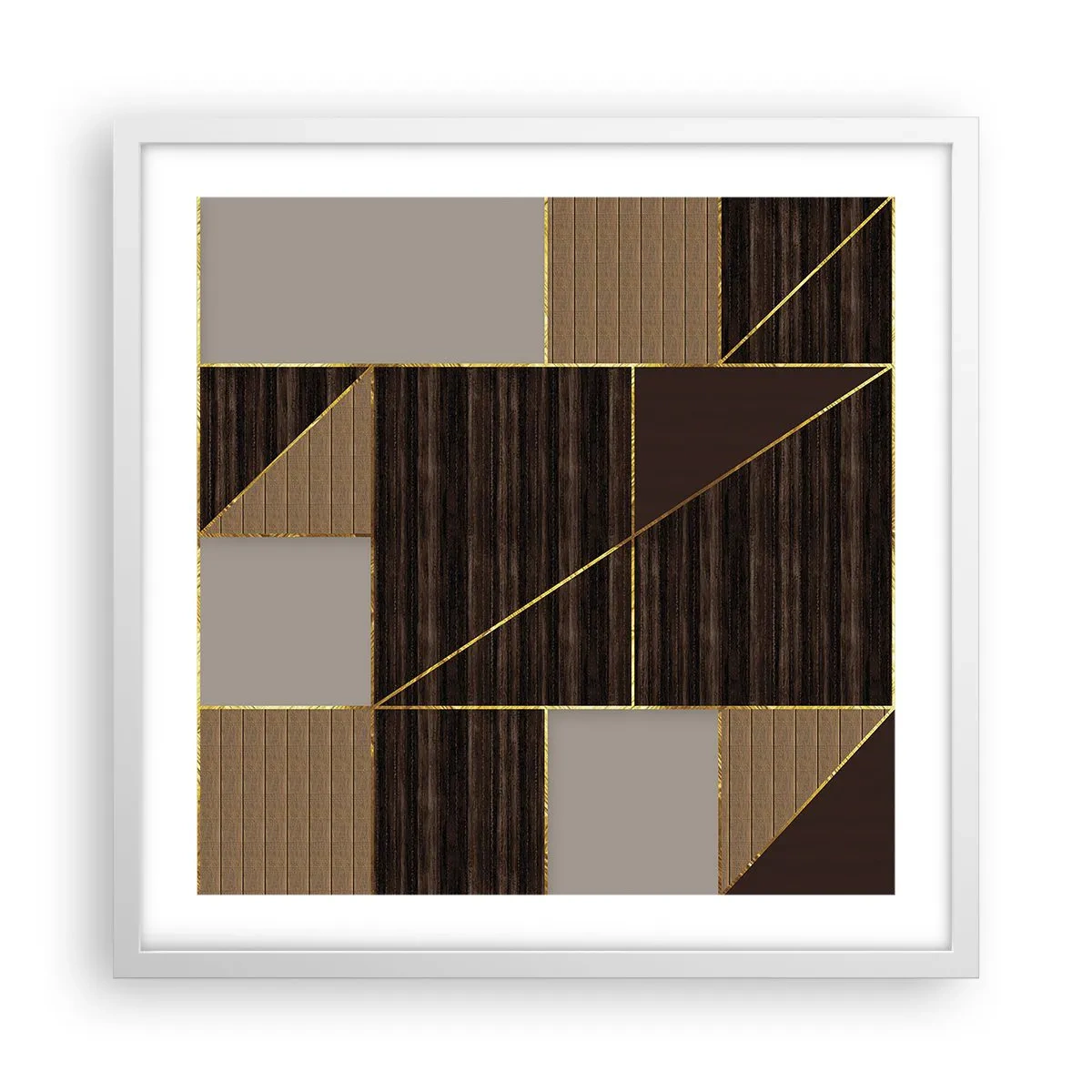 Póster en marco blanco - Un mosaico de marrones y dorados - 50x50 cm