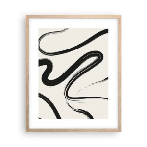 Póster en marco roble claro - Fantasía en blanco y negro - 40x50 cm