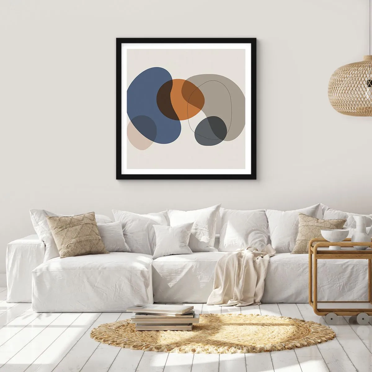 Póster en marco negro - Gotas de color - 60x60 cm