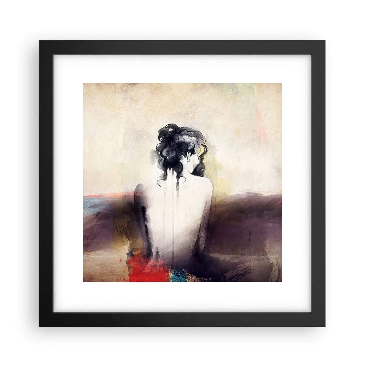 Póster en marco negro - Líneas suaves, formas ovaladas - 30x30 cm