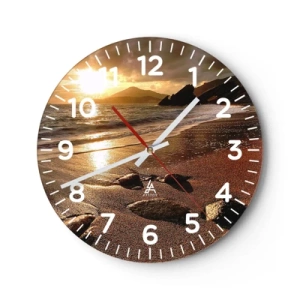 Reloj de pared - Reloj de vidrio - Sigue el sol hacia las colinas - 30x30 cm
