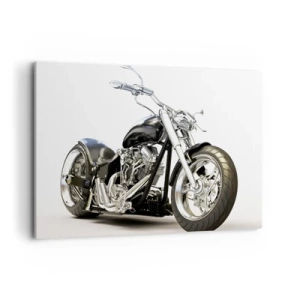 Cuadro sobre lienzo - Impresión de Imagen - Elegante motocicleta negra sobre fondo blanco. - 120x80cm - Una fuerza con carácter - Decoración de pared moderna para salón y dormitorio ARTTOR