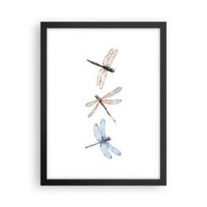 Póster en marco negro - Libélulas ingrávidas - 30x40 cm
