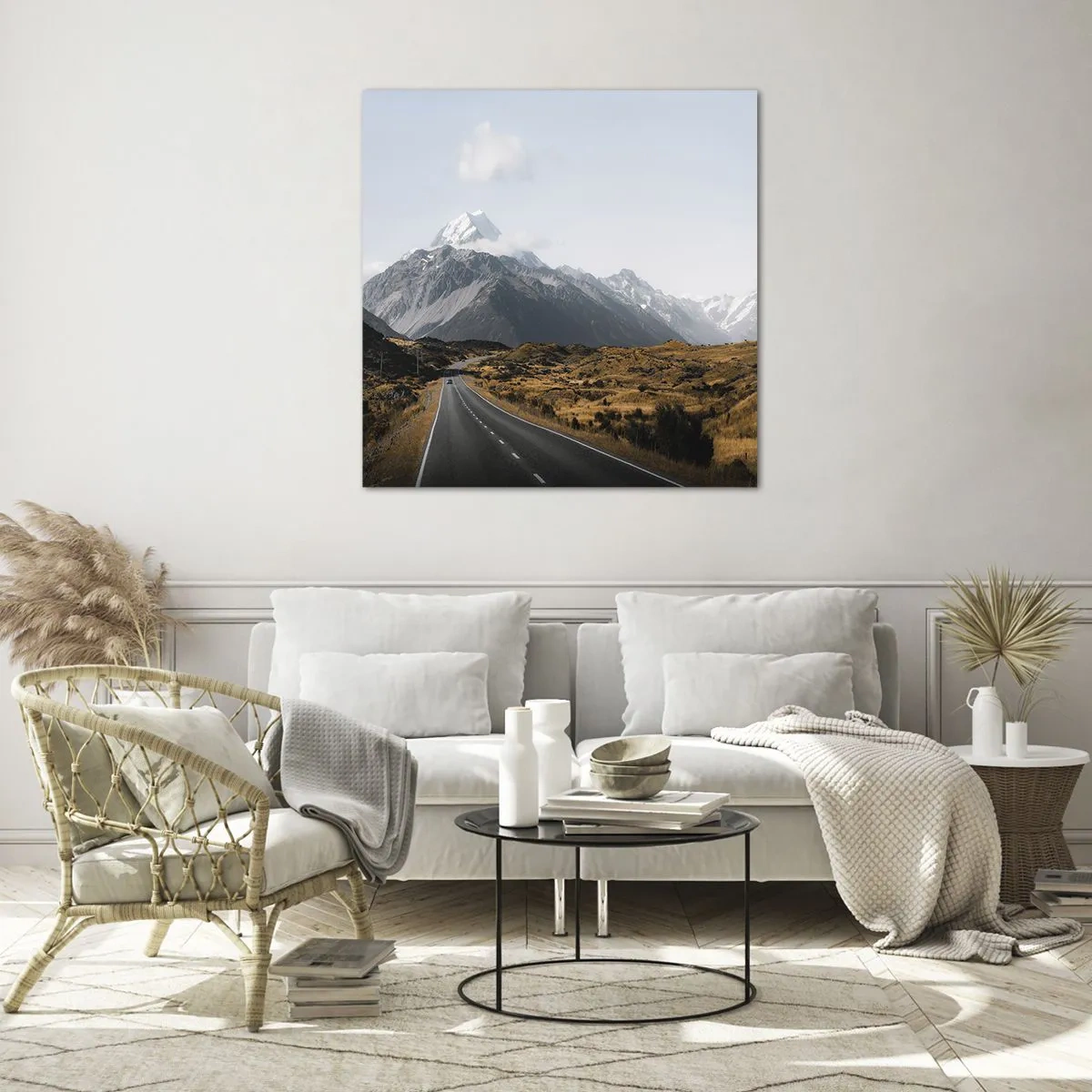 Cuadro sobre vidrio - Impresiones sobre Vidrio - El camino al corazón de las montañas - 30x30 cm