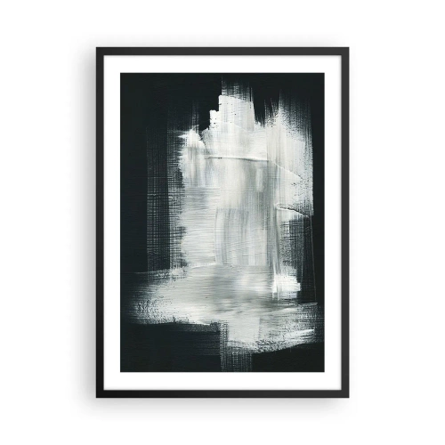 Póster en marco negro - Composición abstracta en blanco sobre fondo oscuro. - 50x70cm - Tejido vertical y horizontal - Decoración de pared moderna para salón y dormitorio ARTTOR
