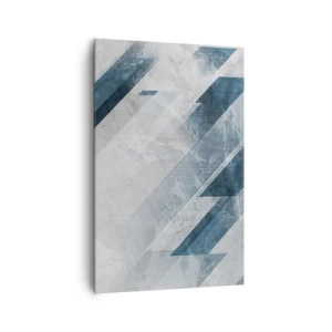Cuadro sobre lienzo - Impresión de Imagen - Líneas abstractas en tonos grises y azules. - 80x120cm - Composición espacial - movimiento de grises - Decoración de pared moderna para salón y dormitorio ARTTOR