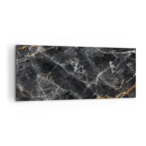 Cuadro sobre lienzo - Impresión de Imagen - Detalles negros y dorados de la superficie de mármol. - 120x50cm - La vida interior de la piedra - Decoración de pared moderna para salón y dormitorio ARTTOR