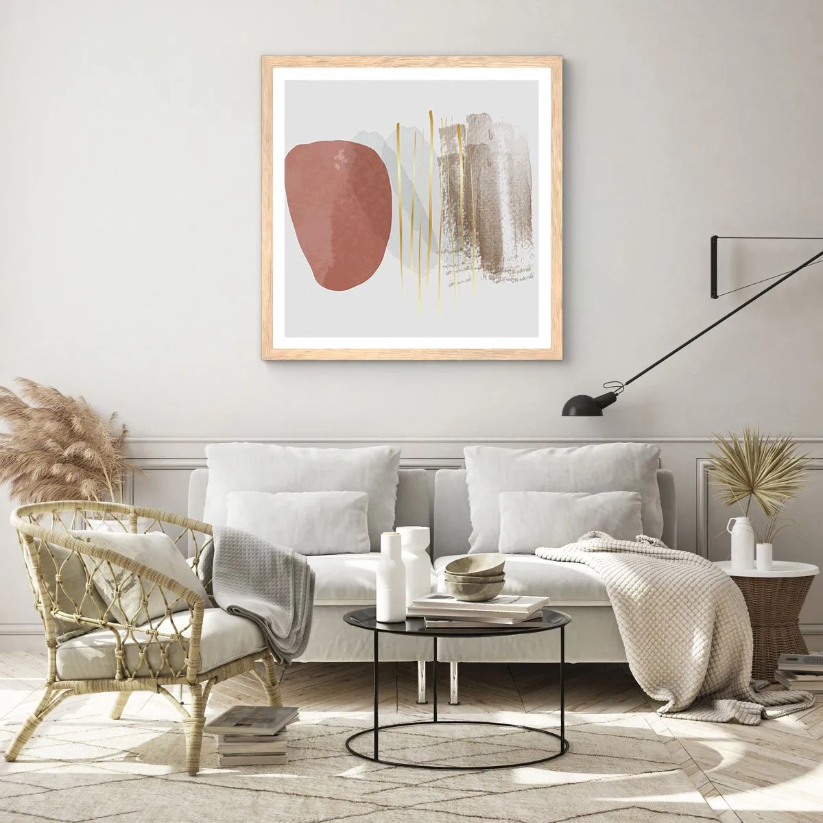 Póster en marco roble claro - Una columnata abstracta - 40x40 cm