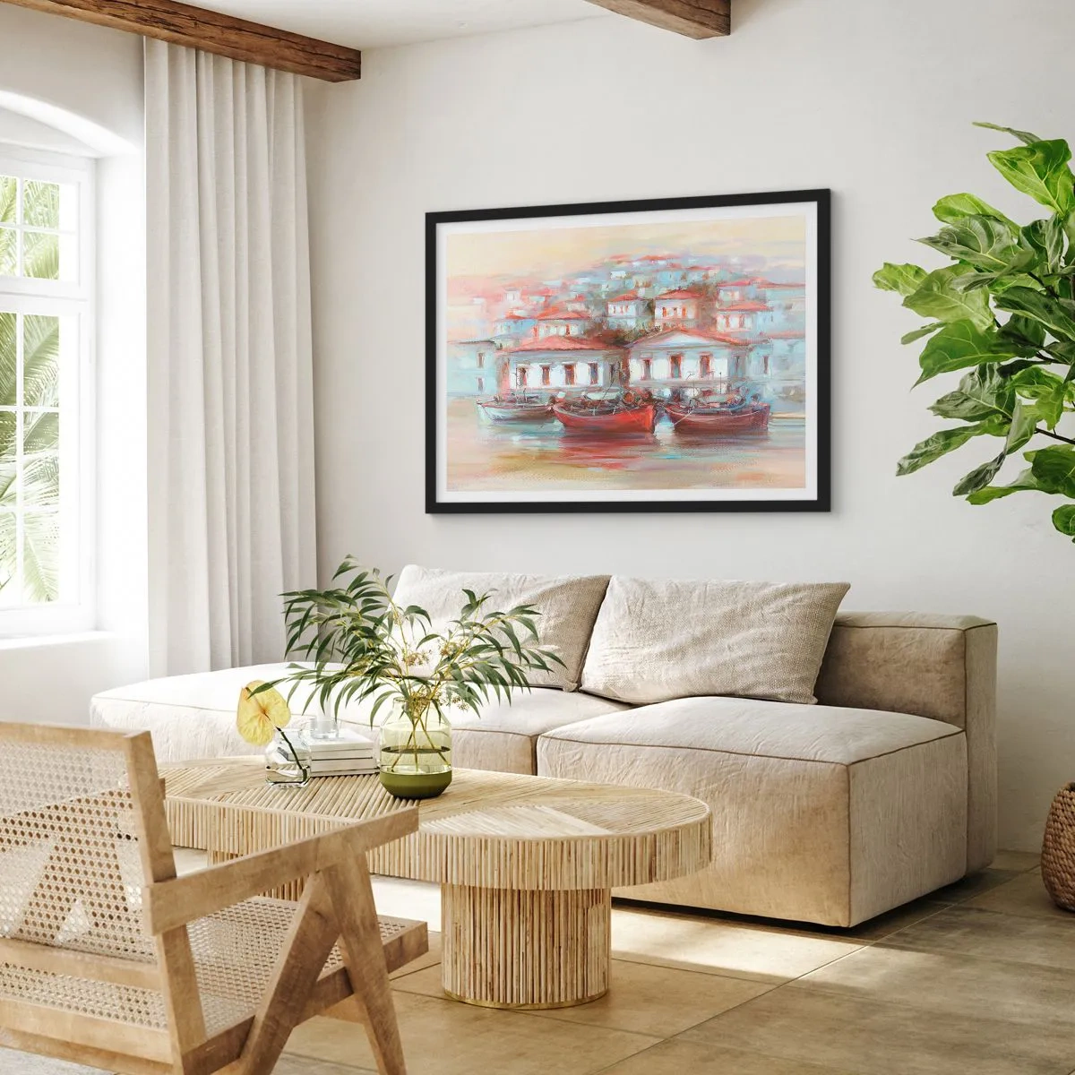 Póster en marco negro - Ciudad feliz - 91x61 cm