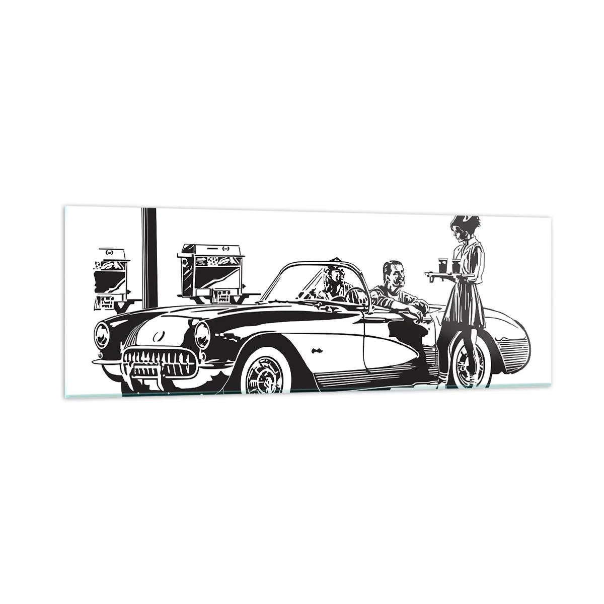 Cuadro sobre vidrio - Impresiones sobre Vidrio - Años 60 - la América despreocupada - 90x30 cm