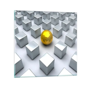 Cuadro sobre vidrio - Impresiones sobre Vidrio - ¿Por qué yo? Composición geométrica - 70x70 cm