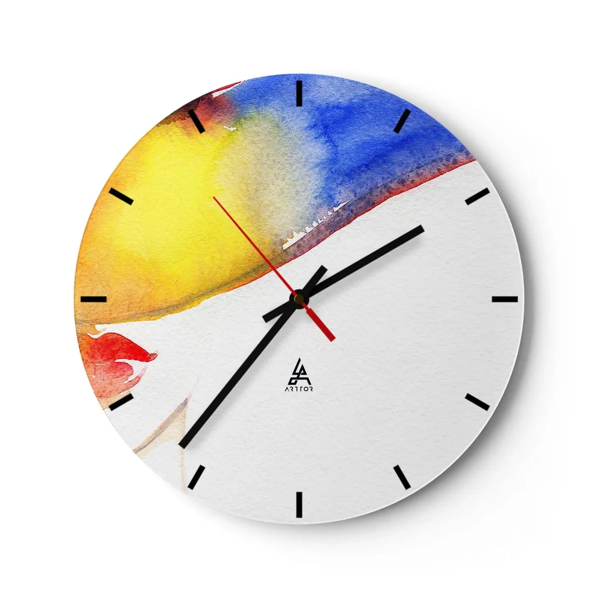 Reloj de pared - Reloj de vidrio - Retrato abstracto con salpicaduras de acuarela - 30x30cm - Retrato de una dama    - Decoración de pared moderna para salón, cocina y dormitorio ARTTOR