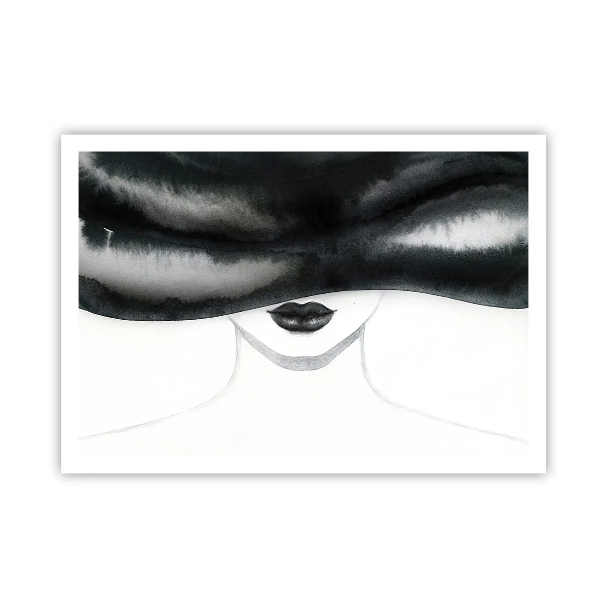 Póster - Un retrato sutil de una mujer con el rostro cubierto en un estilo monocromático. - 100x70cm - Un misterio sensual - Decoración de pared moderna para salón y dormitorio ARTTOR