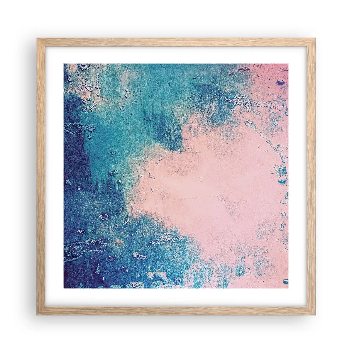 Póster en marco roble claro - Abrazo azul - 50x50 cm