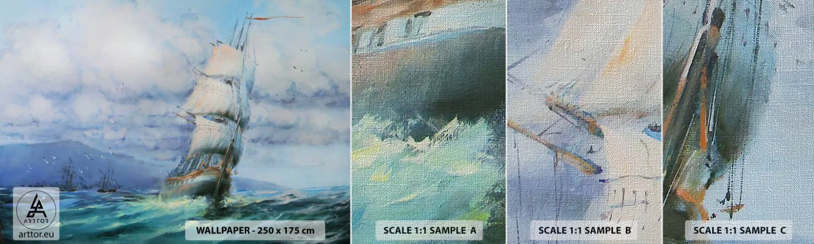 Muestra de fotomural Premium Canvas - Viento en popa - Velero, Mar, navegación - 100x30 cm