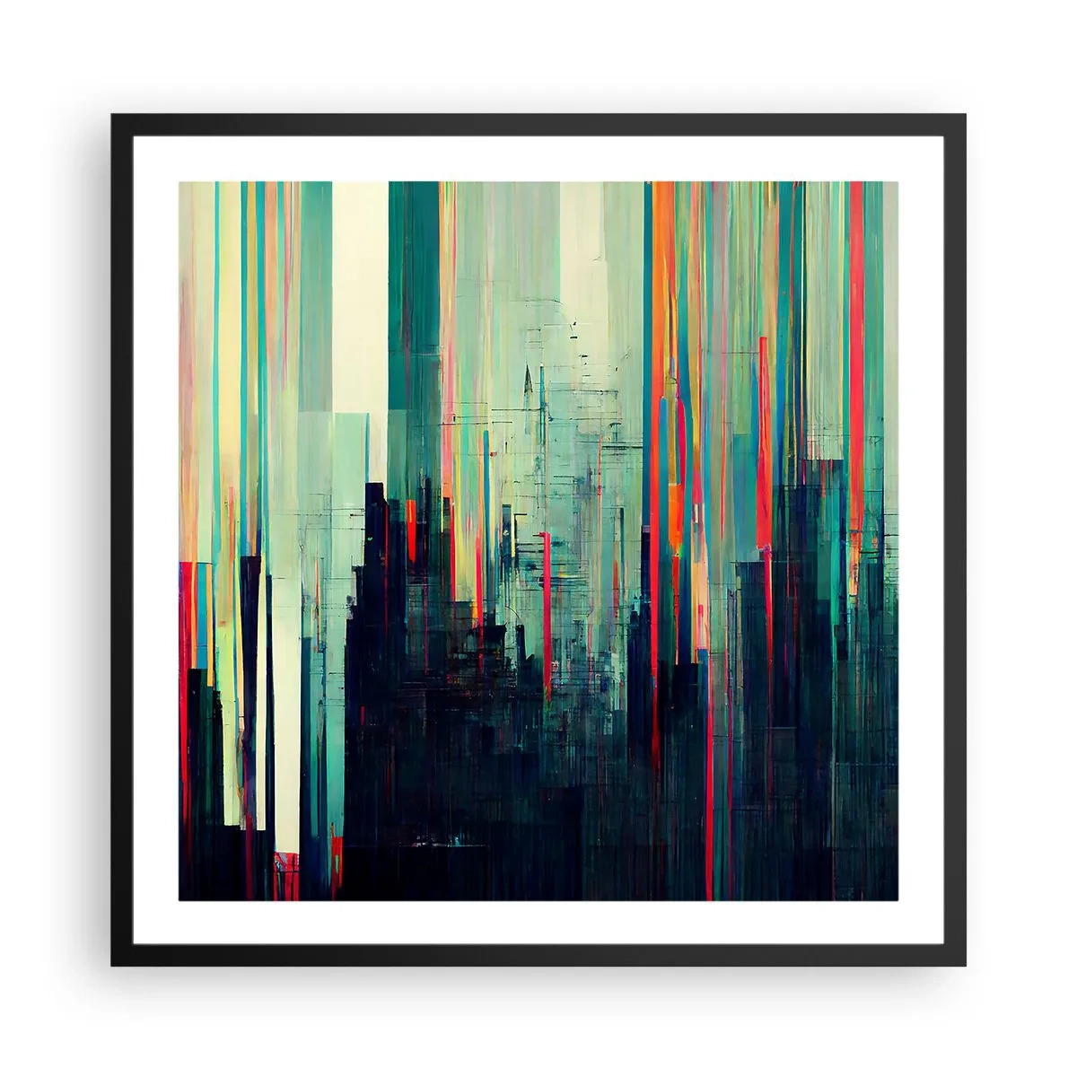 Póster en marco negro - Ciudad futurista - 60x60 cm