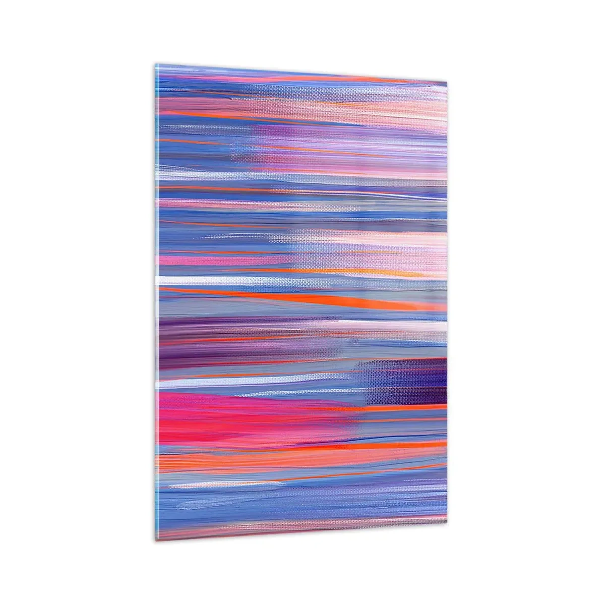 Cuadro sobre vidrio - Impresiones sobre Vidrio - Líneas verticales abstractas en tonos azul y rosa. - 80x120cm - Ascensión - Decoración de pared moderna para salón y dormitorio ARTTOR