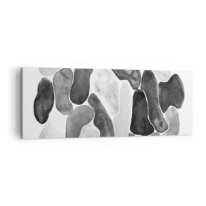 Cuadro sobre lienzo - Impresión de Imagen - Abstracción en blanco y negro con manchas irregulares sobre un fondo blanco. - 140x50cm - Abstracción pétrea - Decoración de pared moderna para salón y dormitorio ARTTOR