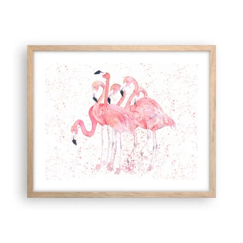 Póster en marco roble claro - Asamblea rosa - 50x40 cm