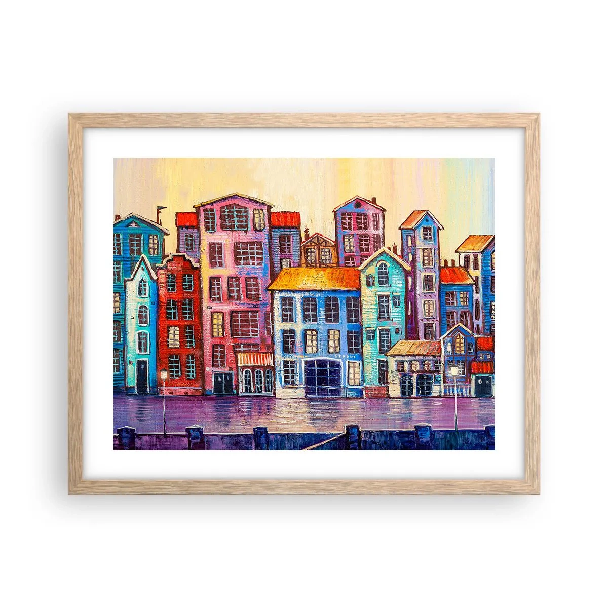 Póster en marco roble claro - Una ciudad como un cuento de hadas - 50x40 cm