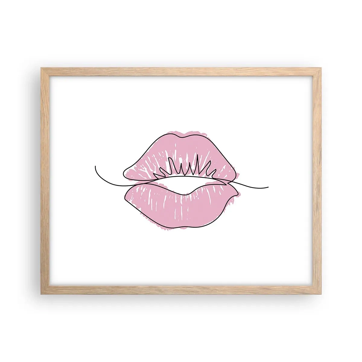 Póster en marco roble claro - ¿Listo para un beso? - 50x40 cm