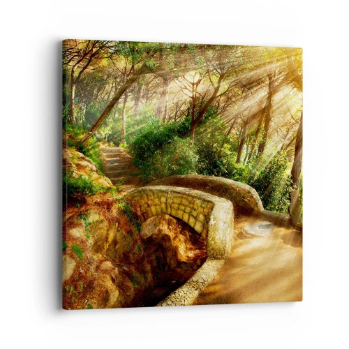 Cuadro sobre lienzo - Impresión de Imagen - Directamente desde el puente hacia el bosque de las hadas - 40x40 cm