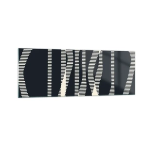 Cuadro sobre vidrio - Impresiones sobre Vidrio - Líneas geométricas en tonos claros sobre un fondo oscuro. - 140x50cm - Un intento de romper la oscuridad - Decoración de pared moderna para salón y dormitorio ARTTOR