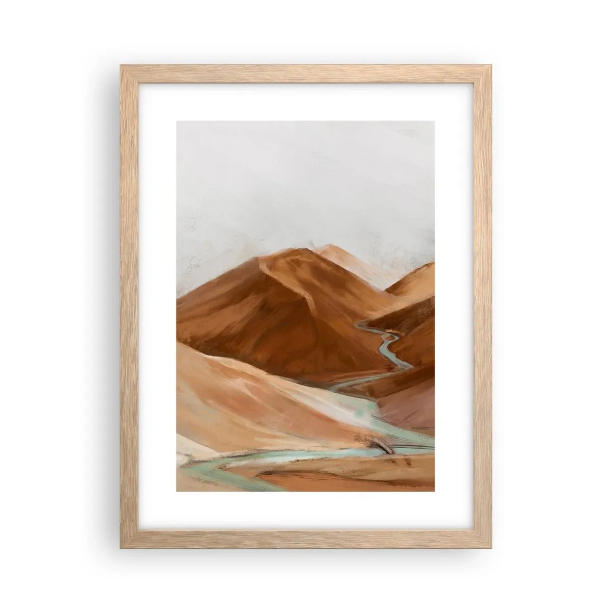 Póster en marco roble claro - Ruta hacia la fuente - 30x40 cm