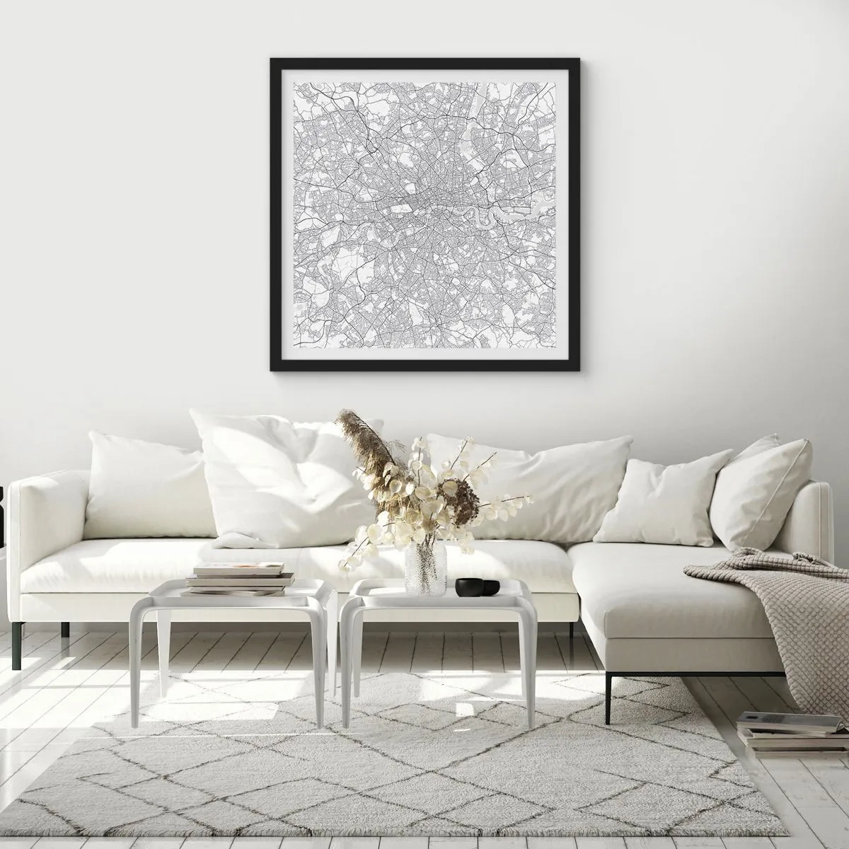 Póster en marco negro - Un mapa del laberinto de Londres - 50x50 cm