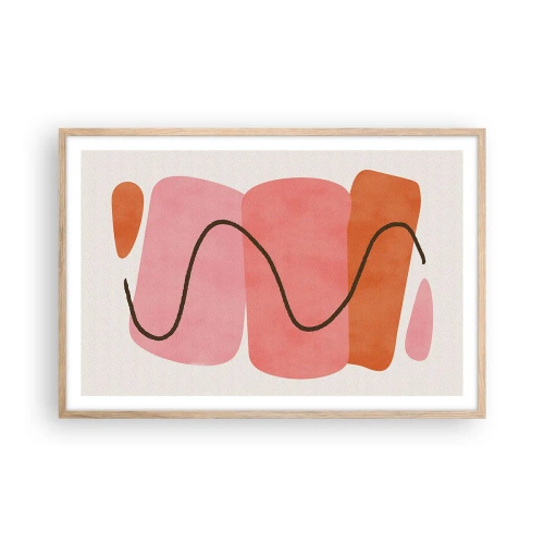 Póster en marco roble claro - Suave movimiento de formas - 91x61 cm