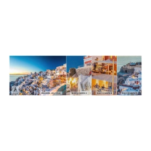 Muestra de fotomural Premium Sand - La esencia de lo griego - Santorini, Arquitectura, Grecia - 100x30 cm